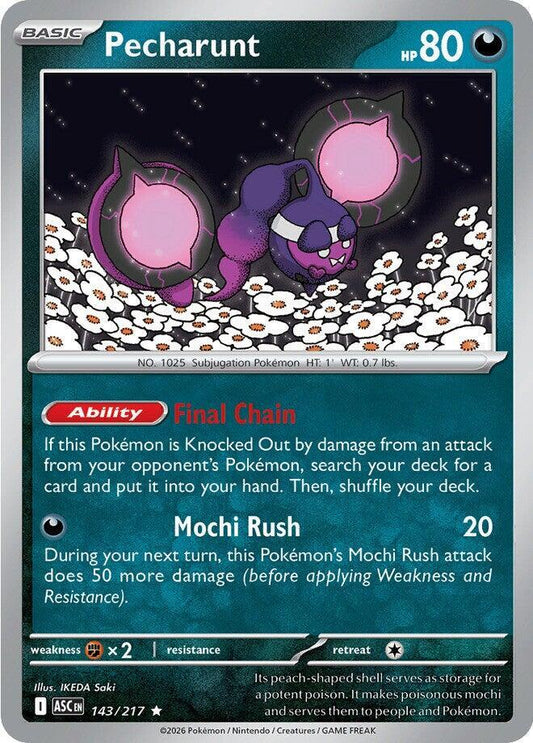 Pecharunt 143/217 Rare Ascended Heroes Pokémon card