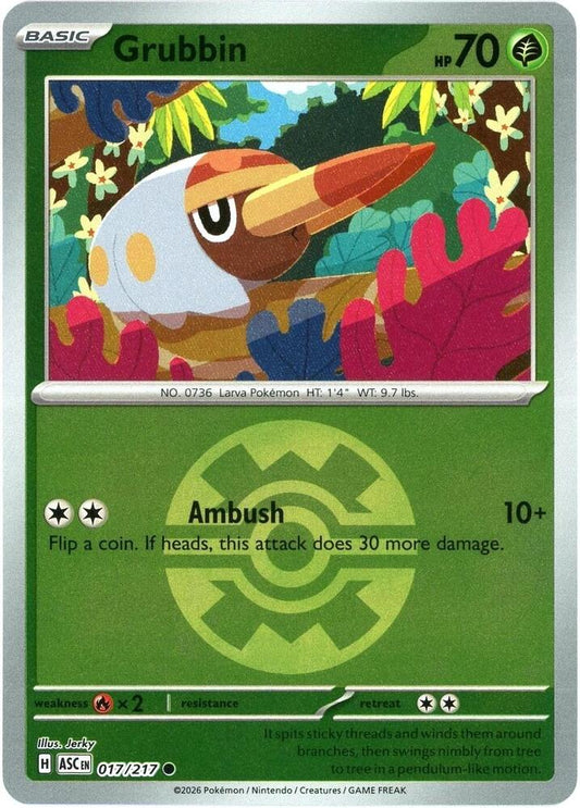 Grubbin (Quick Ball) 017/217 Common Ascended Heroes Pokémon card