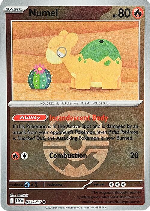 Numel - 027/217 (Quick Ball) 027/217 Common Ascended Heroes Pokémon card