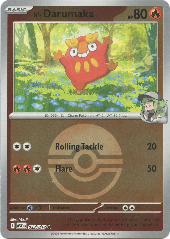 N's Darumaka (Poke Ball) - 032/217 Common ME: Ascended Heroes