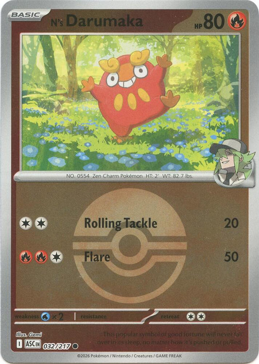 N's Darumaka (Poke Ball) 032/217 Common Ascended Heroes Pokémon card