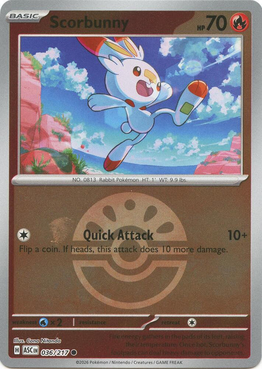Scorbunny - 036/217 (Friend Ball) 036/217 Common Ascended Heroes Pokémon card