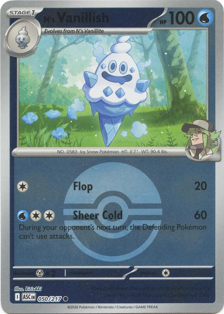 N's Vanillish (Poke Ball) 050/217 Common Ascended Heroes Pokémon card