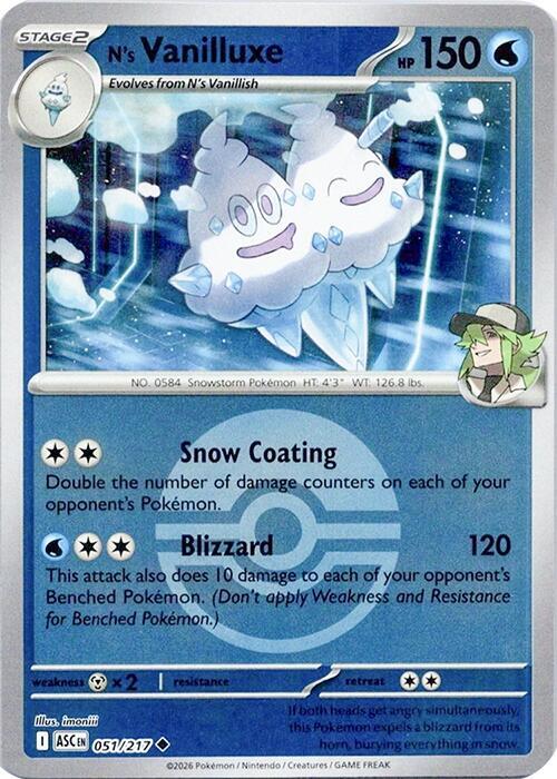N's Vanilluxe (Poke Ball) 051/217 Uncommon Ascended Heroes Pokémon card
