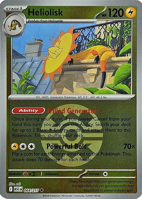 Heliolisk - 064/217 (Quick Ball) 064/217 Uncommon Ascended Heroes Pokémon card