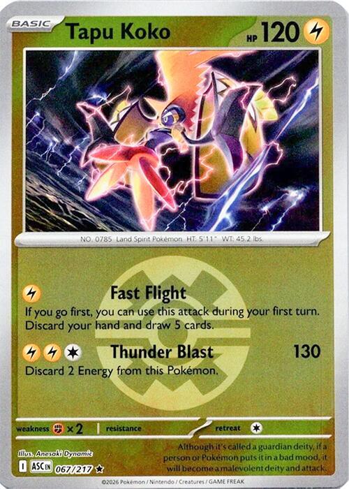 Tapu Koko (Quick Ball) 067/217 Rare Ascended Heroes Pokémon card