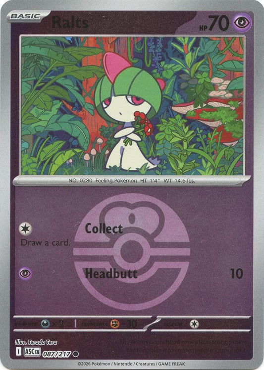Ralts (Love Ball) 087/217 Common Ascended Heroes Pokémon card
