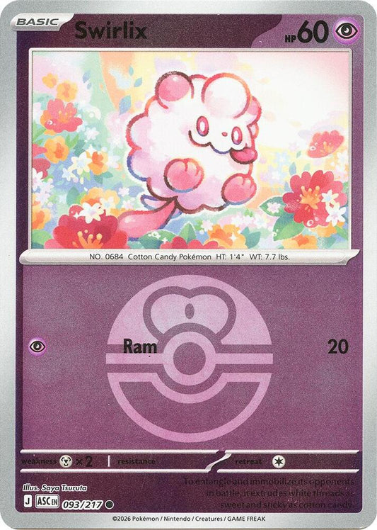 Swirlix (Love Ball) 093/217 Common Ascended Heroes Pokémon card
