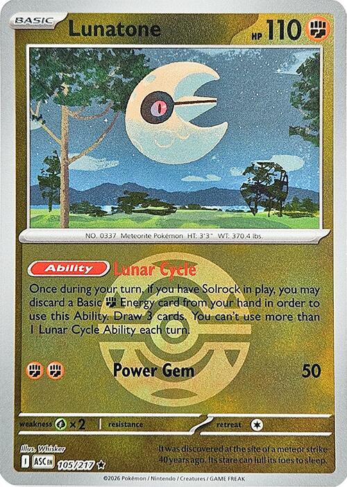 Lunatone (Dusk Ball) 105/217 Rare Ascended Heroes Pokémon card