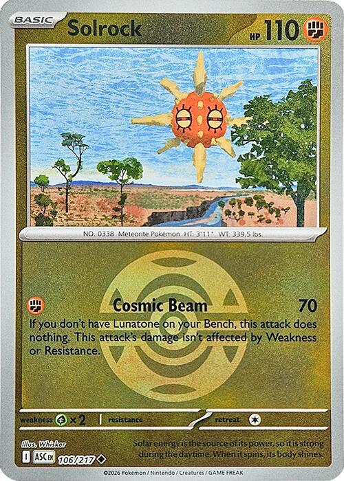 Solrock (Dusk Ball) 106/217 Uncommon Ascended Heroes Pokémon card