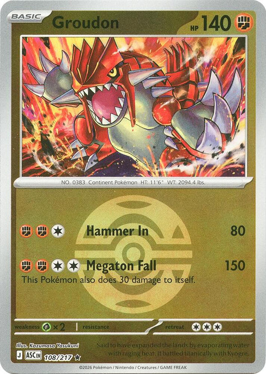 Groudon (Dusk Ball) 108/217 Rare Ascended Heroes Pokémon card