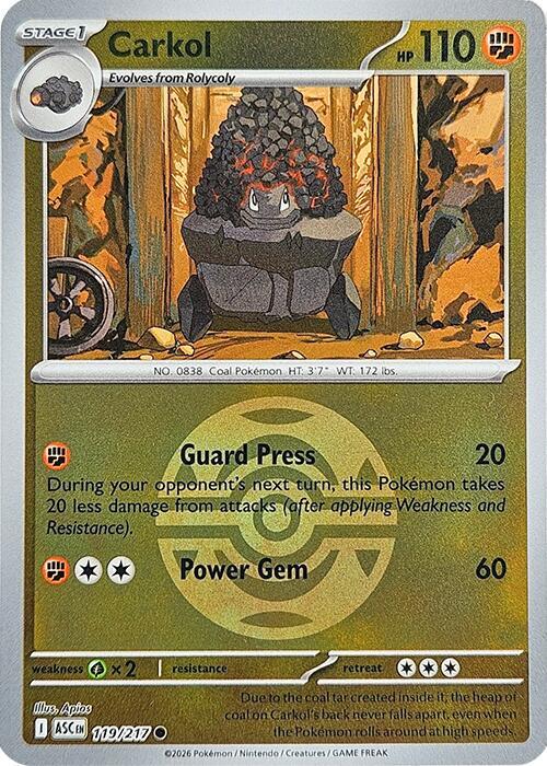 Carkol (Dusk Ball) 119/217 Common Ascended Heroes Pokémon card
