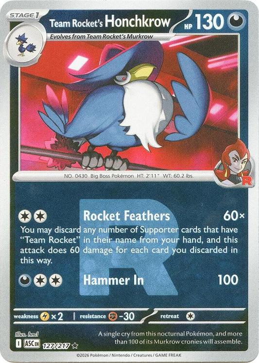 Team Rocket's Honchkrow (Team Rocket) 127/217 Rare Ascended Heroes Pokémon card