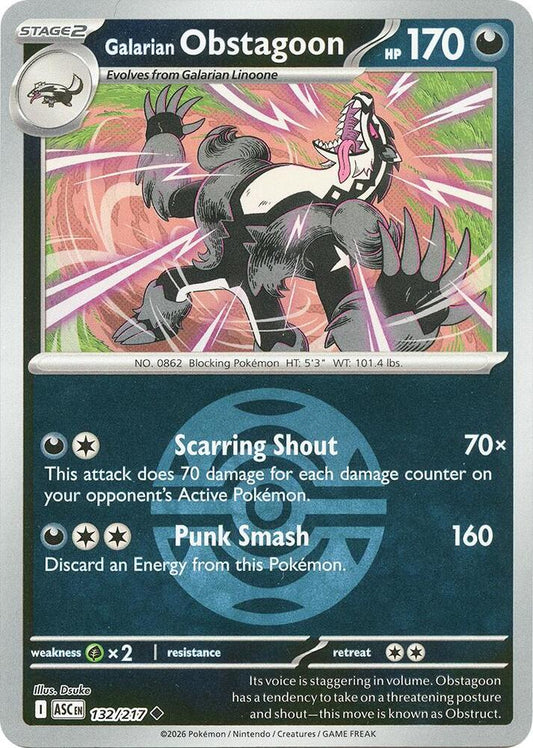 Galarian Obstagoon - 132/217 (Dusk Ball) 132/217 Uncommon Ascended Heroes Pokémon card