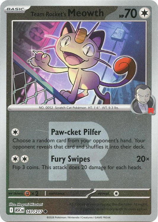 Team Rocket's Meowth (Team Rocket) 161/217 Common Ascended Heroes Pokémon card
