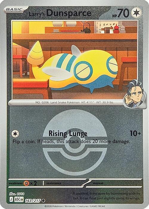 Larry's Dunsparce (Poke Ball) 163/217 Common Ascended Heroes Pokémon card