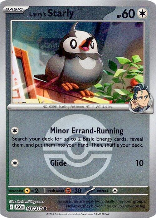 Larry's Starly (Poke Ball) 168/217 Common Ascended Heroes Pokémon card