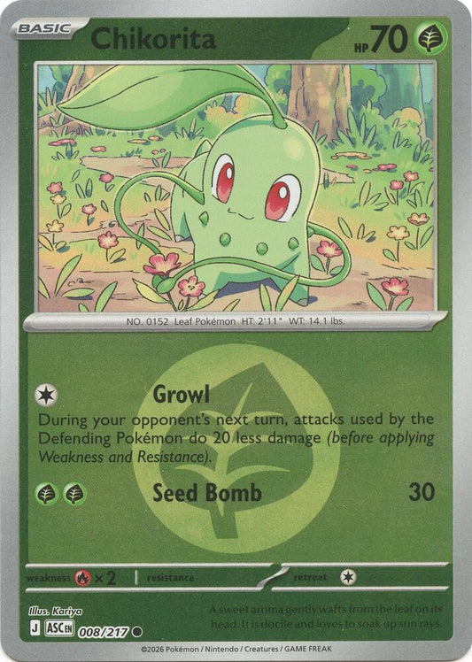 Chikorita (Energy Symbol Pattern) 008/217 Common Ascended Heroes Pokémon card
