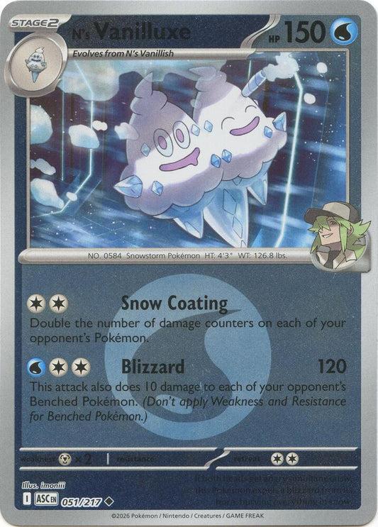 N's Vanilluxe (Energy Symbol Pattern) 051/217 Uncommon Ascended Heroes Pokémon card