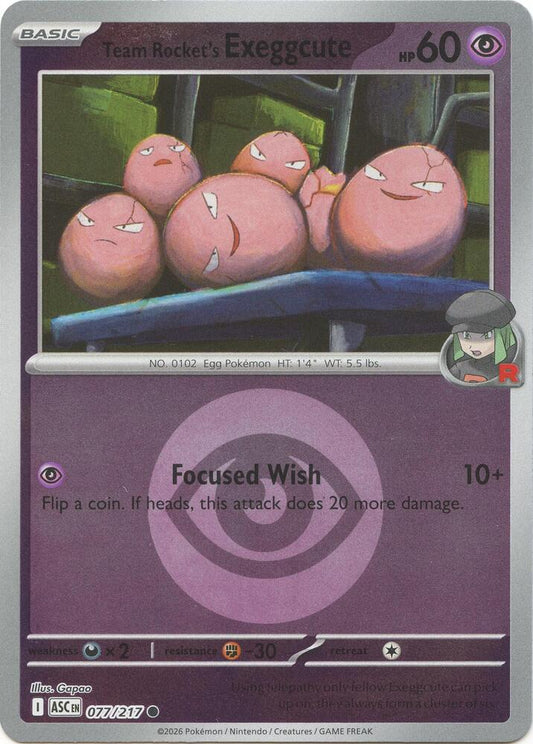 Team Rocket's Exeggcute (Energy Symbol Pattern) 077/217 Common Ascended Heroes Pokémon card