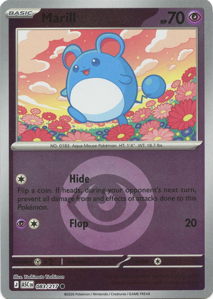 Marill - 083/217 (Energy Symbol Pattern) 083/217 Common Ascended Heroes Pokémon card