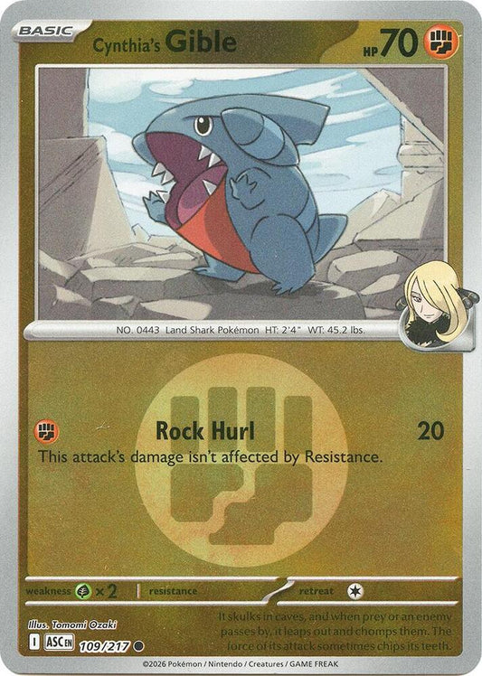 Cynthia's Gible (Energy Symbol Pattern) 109/217 Common Ascended Heroes Pokémon card