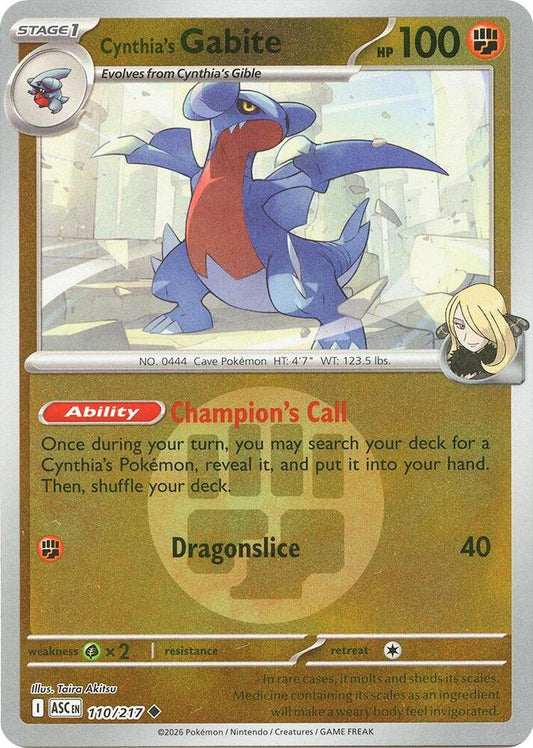 Cynthia's Gabite (Energy Symbol Pattern) 110/217 Uncommon Ascended Heroes Pokémon card