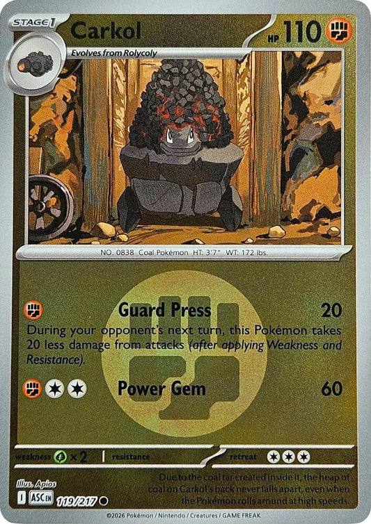 Carkol (Energy Symbol Pattern) 119/217 Common Ascended Heroes Pokémon card