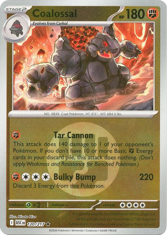 Coalossal (Energy Symbol Pattern) 120/217 Rare Ascended Heroes Pokémon card