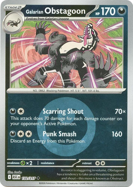 Galarian Obstagoon - 132/217 (Energy Symbol Pattern) 132/217 Uncommon Ascended Heroes Pokémon card