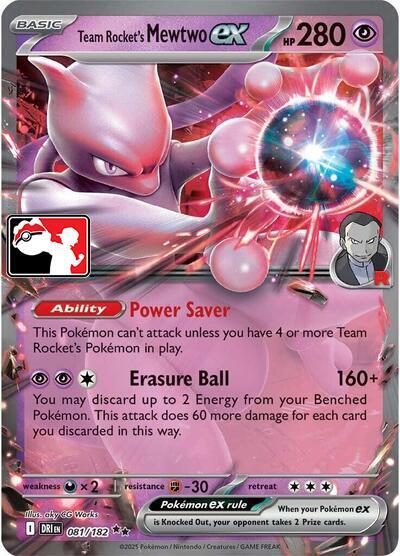 Team Rocket's Mewtwo ex - 081/182 081/182 Double Rare Prize Pack Series Cards Pokémon card