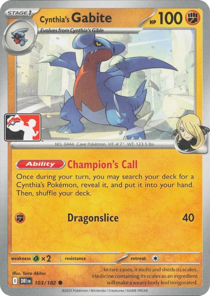 Cynthia's Gabite - 103/182 103/182 Common Prize Pack Series Cards Pokémon card