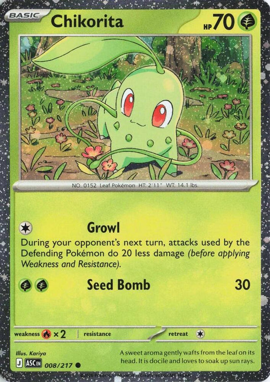 Chikorita (Cosmos Holo) 008/217 Common Miscellaneous Cards & Products Pokémon card
