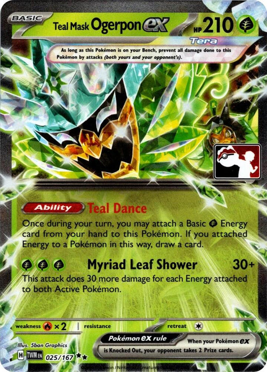 Teal Mask Ogerpon ex - 025/167 (Prize Pack Series 7) 025/167 Double Rare Prize Pack Series Cards Pokémon card