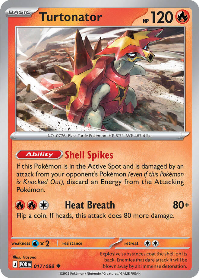 Turtonator 017/088 Uncommon Perfect Order Pokémon card