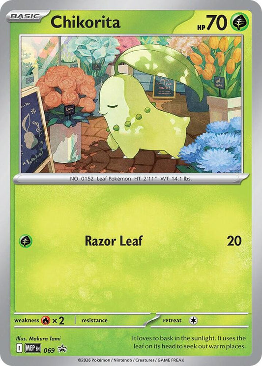 Chikorita (Cosmos Holo) 69 Promo Mega Evolution Promo Pokémon card