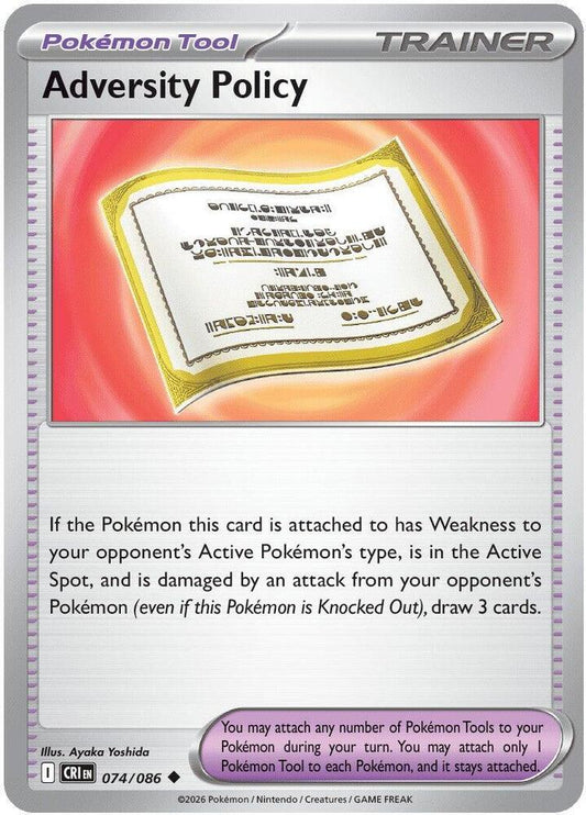 Adversity Policy 074/086 Uncommon Chaos Rising Pokémon card