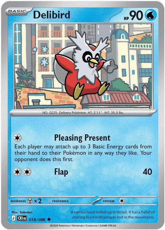 Delibird 018/086 Uncommon Chaos Rising Pokémon card