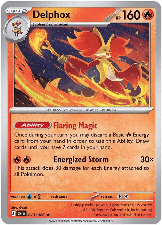 Delphox 013/086 Rare Chaos Rising Pokémon card