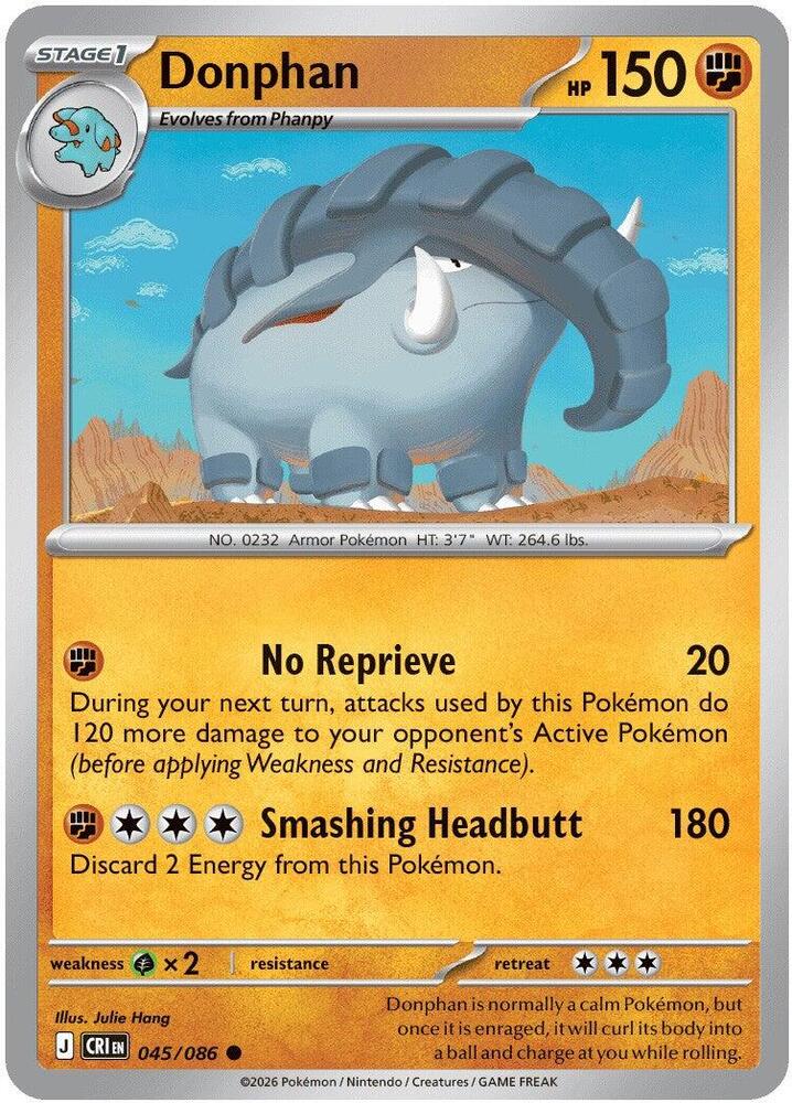 Donphan 045/086 Common Chaos Rising Pokémon card