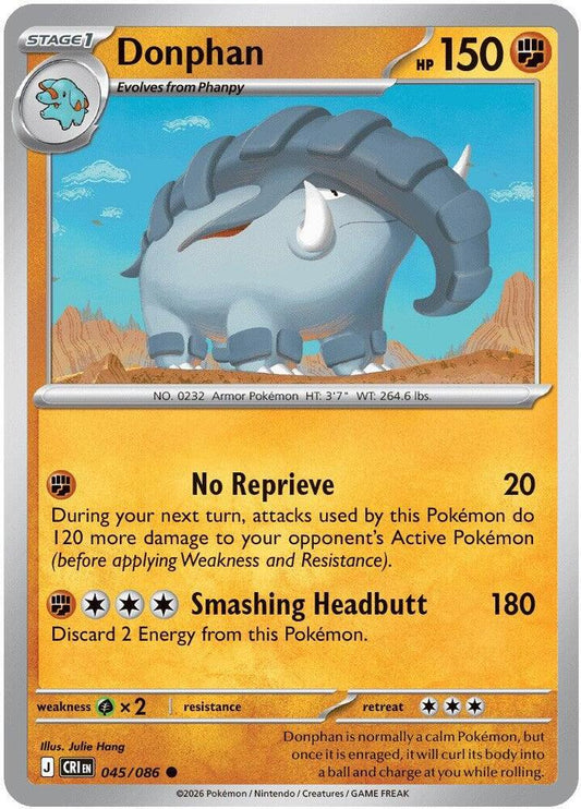 Donphan 045/086 Common Chaos Rising Pokémon card