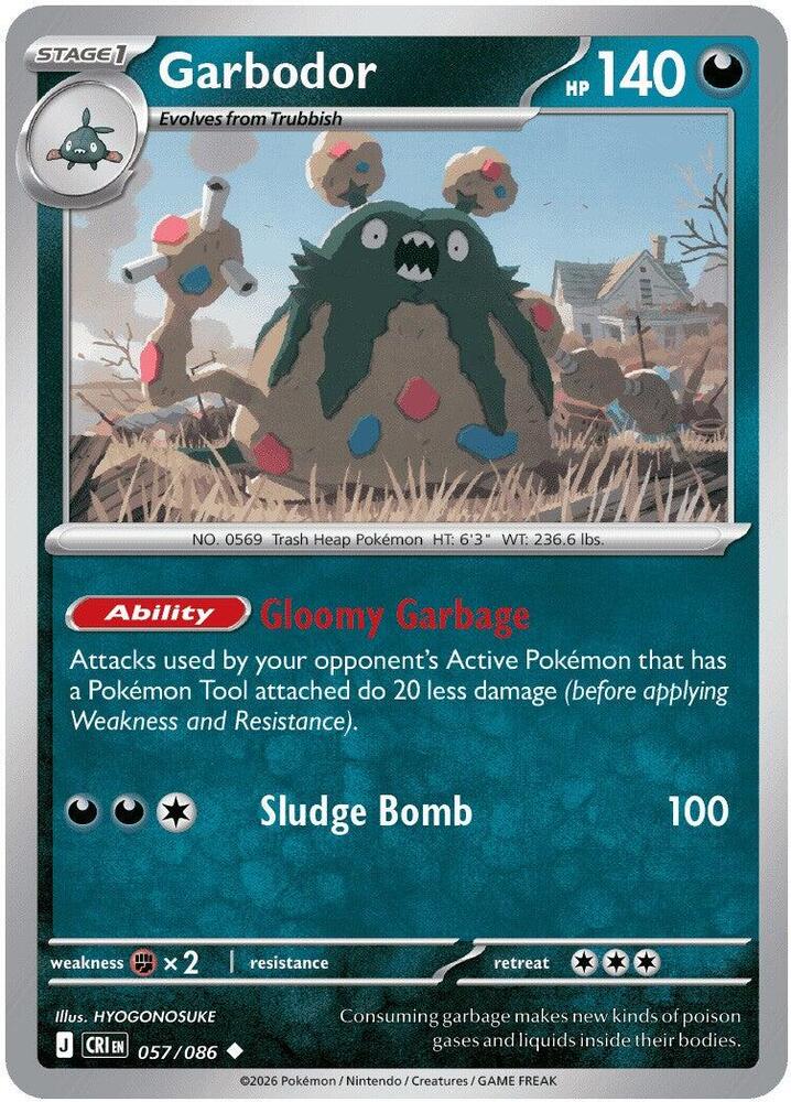 Garbodor 057/086 Uncommon Chaos Rising Pokémon card