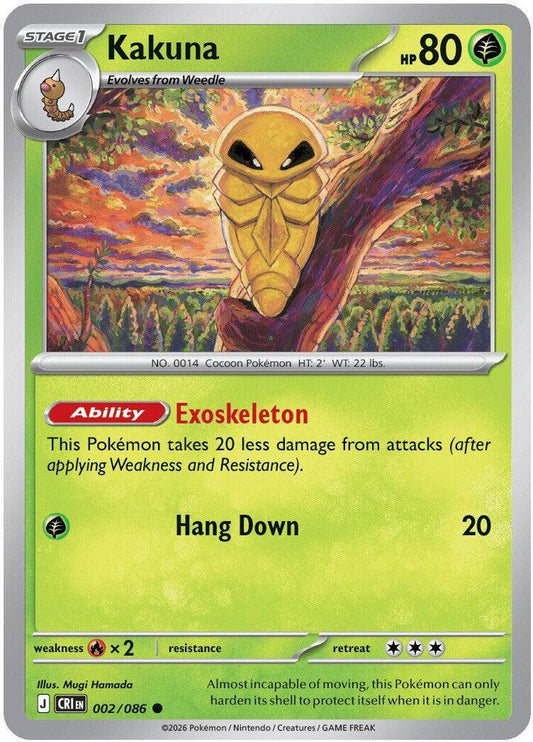 Kakuna 002/086 Common Chaos Rising Pokémon card