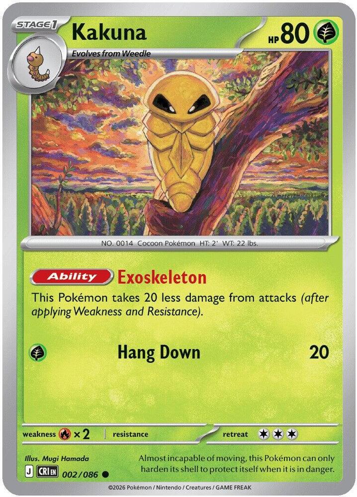 Kakuna 002/086 Common Chaos Rising Pokémon card