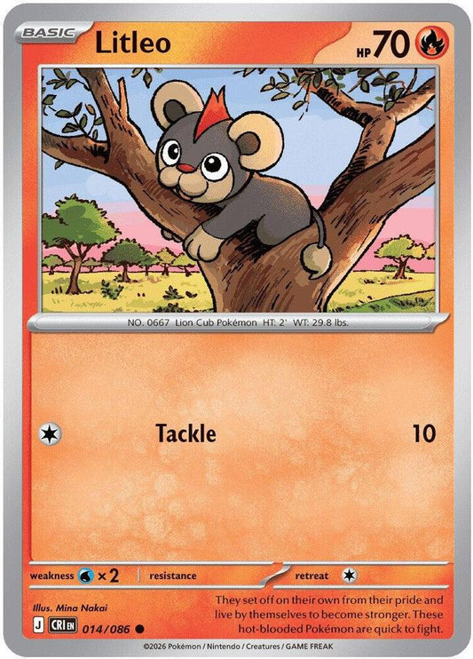 Litleo 014/086 Common Chaos Rising Pokémon card