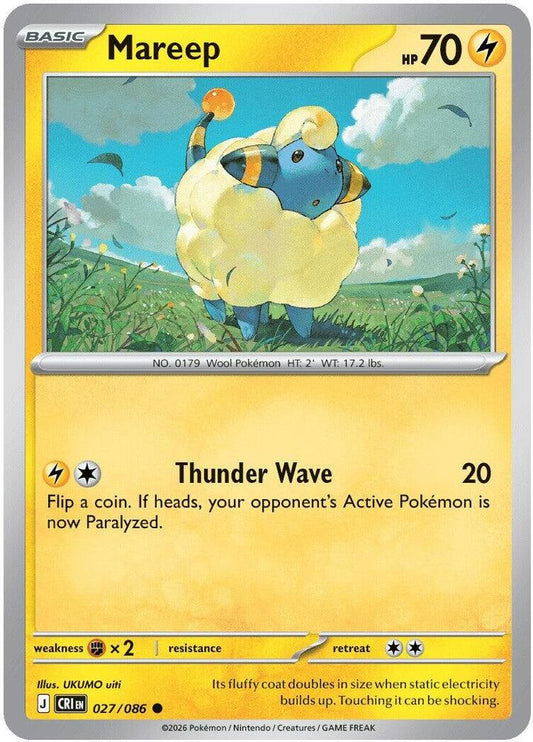 Mareep 027/086 Common Chaos Rising Pokémon card