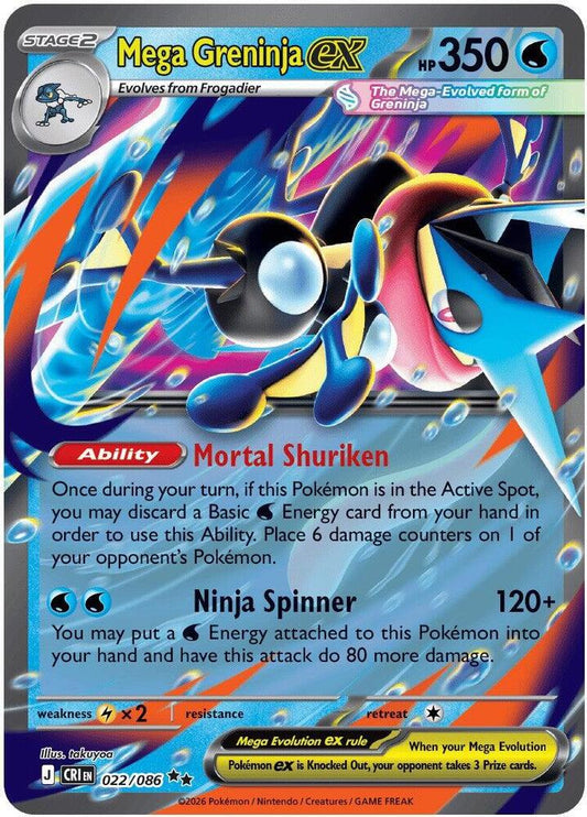 Mega Greninja ex - 022/086 022/086 Double Rare Chaos Rising Pokémon card