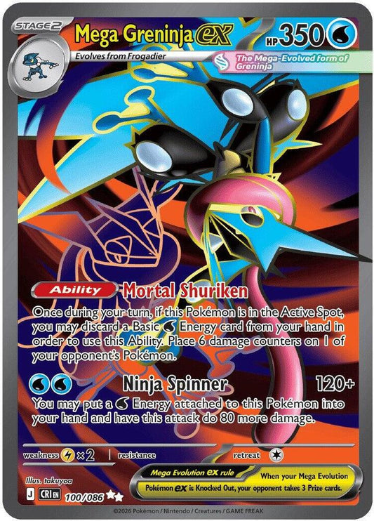 Mega Greninja ex - 100/086 100/086 Ultra Rare Chaos Rising Pokémon card