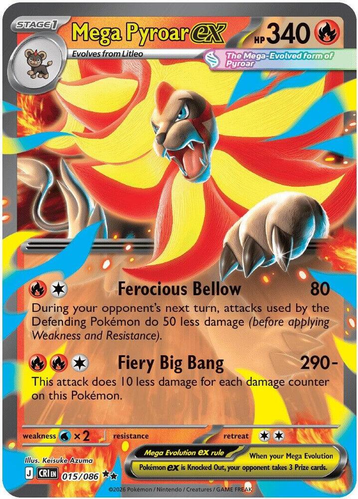 Mega Pyroar ex - 015/086 015/086 Double Rare Chaos Rising Pokémon card