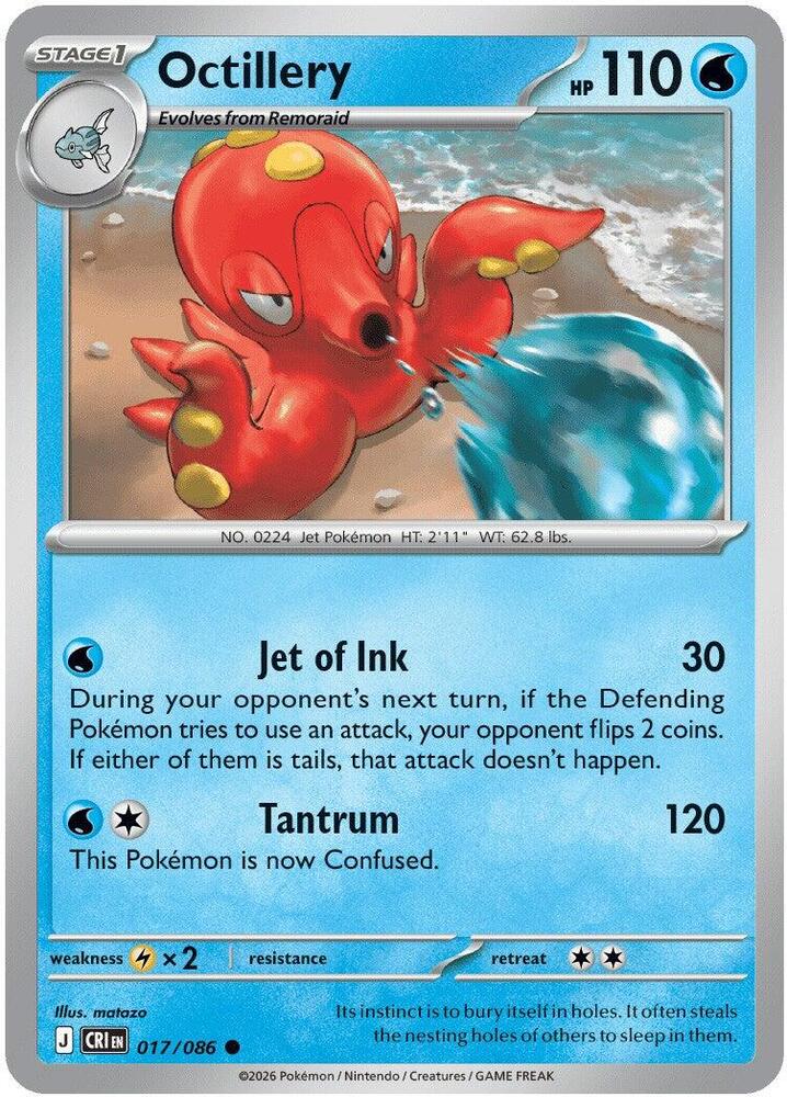 Octillery 017/086 Common Chaos Rising Pokémon card